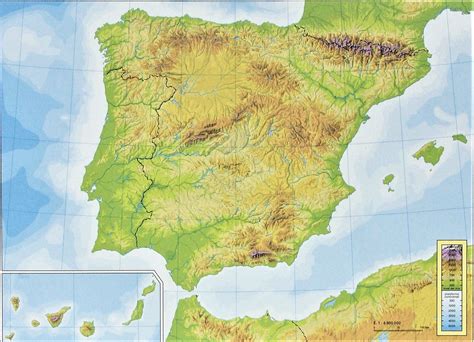 mapa fisico de españa mudo